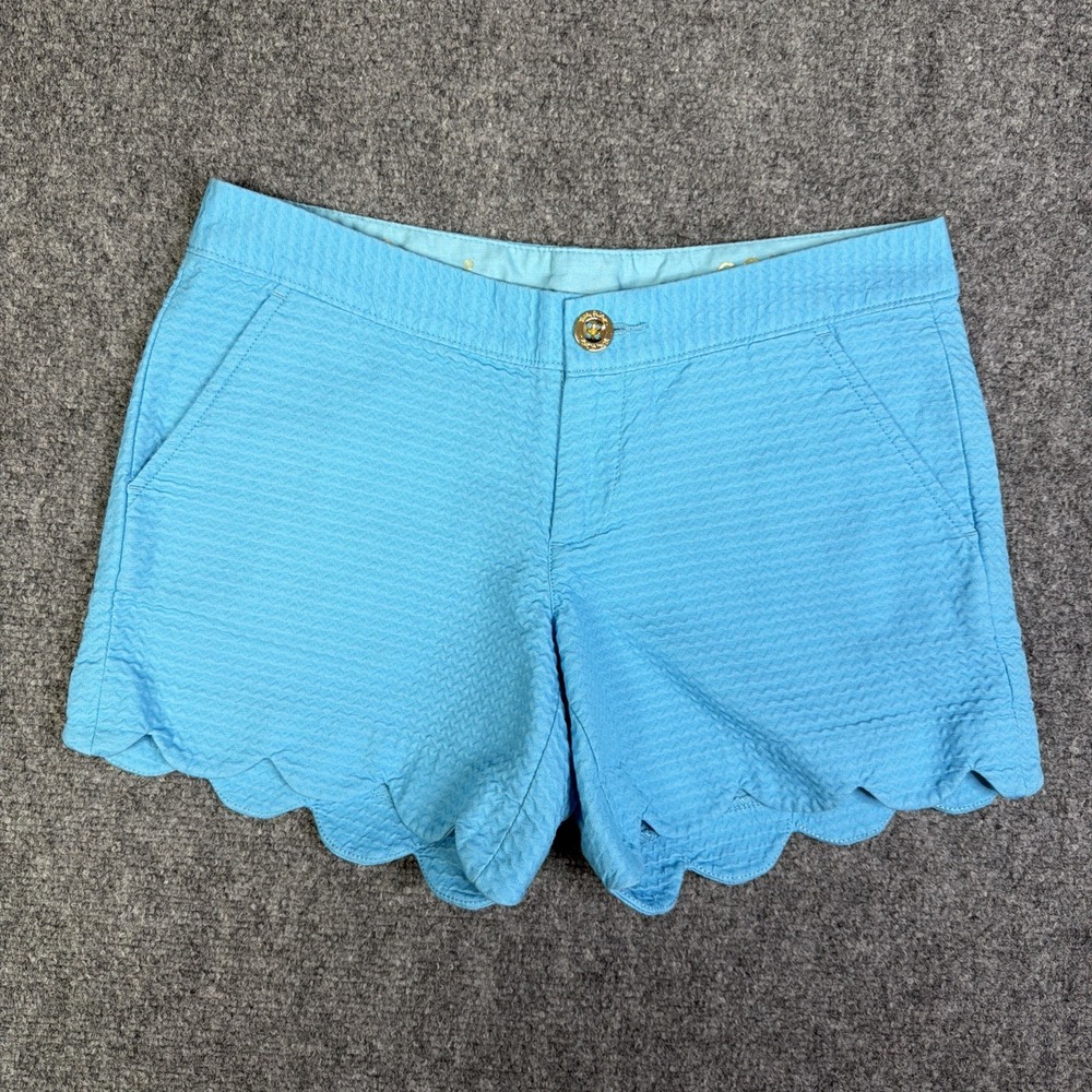 Women's Lilly Pulitzer Buttercup Shorts Size 00 Scalloped Blue